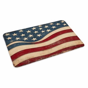 Vintage American Flag Doormat Outdoor Entrance 16"x24", Blue Red White Star US Flag Absorb Moisture Dirt Door Mats, Non-Slip Rubber Backing Floor Mats Indoor, Low-Profile Front Door Rugs