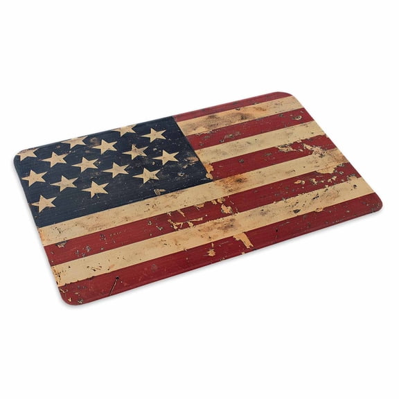 Vintage American Flag Doormat Outdoor Entrance 16"x24", Retro US Flag White Red Blue Absorb Moisture Dirt Door Mats, Non-Slip Rubber Backing Floor Mats Indoor, Low-Profile Front Door Rugs