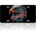 thumbnail image 1 of Vintage American Flag Eagle License Plate Cover USA License Plate Patriotic Car Decoration Vanity Tag Stainless Steel License Plate Frame Fits Any Standard Us Holder 6.2x12.2 for Women Men Gift, 1 of 12