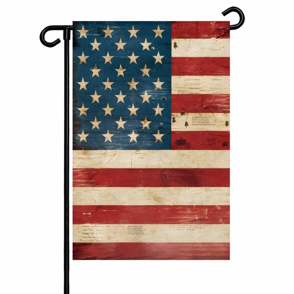 Vintage American Flag Garden Flag 28x40 Inch Patriotic Star Red Strip Double Sided Small Decorative Garden Flags for Outside, Outdoor Yard Porch Lawn Decoration