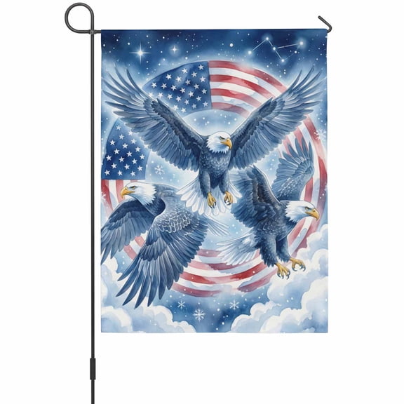 Vintage American Flag House Flags For Outdoor, Independence Day Eagle Mottled Animal Sky Small Double Side Yard Flags Weather Proof House Decor for Lawn Outside Holiday 28 x 40 Inches