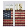thumbnail image 1 of Vintage American Flag Kitchen Curtains, Retro Red Blue Flag Light Filtering Window Curtain Panels, 2Pcs Rod Pocket Window Treatments Set for Cabin Bathroom Bedroom 52x45 Inches, 1 of 9