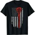 thumbnail image 1 of Vintage American Flag Lacrosse Youth Apparel Mens Black Casual T-Shirt, 1 of 5