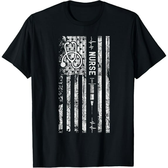 Vintage American Flag Nurse T-Shirt