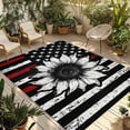 thumbnail image 1 of Vintage American Flag Outdoor Rug for Patio/Deck/Porch, Non-Slip Large Area Rug 6 x 9 Ft, Black Red Striped Sunflower Indoor Outdoor Rugs Washable Area Rugs, Reversible Camping Rug Carpet Runner, 1 of 8