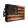 thumbnail image 1 of Vintage American Flag Outdoor TV Cover 48 to 50 Inch Weatherproof, Farmhouse Shabby Retro Red Blue 600D Oxford TV Covers with Waterproof Zipper, Outside Flat TV Screen Protector Size 48"Wx30"Hx4.5"D, 1 of 7