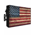 thumbnail image 1 of Vintage American Flag Outdoor TV Cover 70 to 75 Inch Weatherproof, Retro Red Blue Flag 600D Oxford TV Covers with Waterproof Zipper, Outside Flat TV Screen Protector Size 68"W x 42"H x 4.5"D, 1 of 7