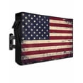 thumbnail image 1 of Vintage American Flag Outdoor TV Cover 70 to 75 Inch Weatherproof, Retro Rustic USA Flag 600D Oxford TV Covers with Waterproof Zipper, Outside Flat TV Screen Protector Size 68"W x 42"H x 4.5"D, 1 of 7