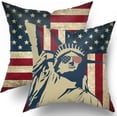 thumbnail image 1 of Vintage American Flag Patriotic Pillow Covers Set of 2 4th of July Pillow Covers USA Freedom Home Decorative Soft Cushion Case for Bed Sofa Couch 18x18 Inch, 1 of 6