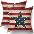 thumbnail image 1 of Vintage American Flag Patriotic Pillow Covers Set of&nbsp; Red Stripe Blue Star Pillow Covers 4th of July Pillow Covers Home Decorative Soft Cushion Case for Bed Sofa Couch 18x18 Inch, 1 of 6