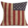 thumbnail image 1 of Vintage American Flag Pillow Covers Cotton Linen Star with Stripe Decorative Throw Pillow Cover US Flag Cushion Cover 18x18 Inch for Sofa (MGB14), 1 of 4