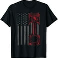 thumbnail image 1 of Vintage American Flag Piston Funny Muscle Car Mechanic Gift T-Shirt, 1 of 4