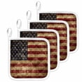 thumbnail image 1 of Vintage American Flag Pot Holders for Kitchen Heatproof Potholder, 4 Pack Farmhouse Shabby Retro Red Blue Hot Pads Multipurpose Oven Pads Cloth Potholders Trivet for Cooking and Baking, 1 of 8