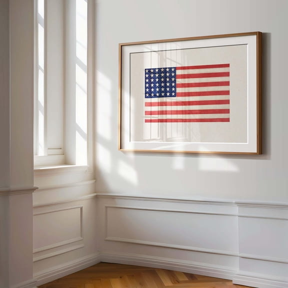 Vintage American Flag Print Rustic Wall Art