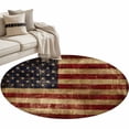 thumbnail image 1 of Vintage American Flag Round Rug 4ft Area Rug Washable Soft Non-Slip 4' Circle Low Pile Rugs Farmhouse Shabby Retro Red Blue Carpet for Bedroom Living Room Entryway Home Office Dining Room, 1 of 9