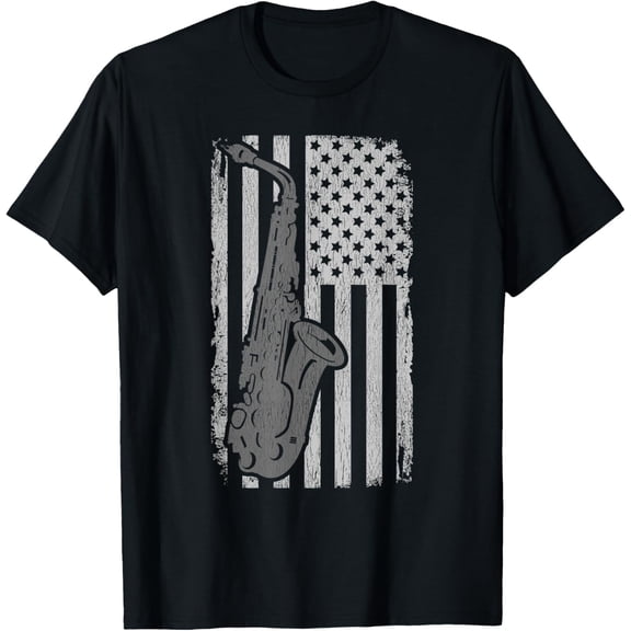 Vintage American Flag Saxophone Funny Sax Music Player Gifts T-Shirt