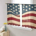 thumbnail image 1 of Vintage American Flag Semi Sheer Curtains 45 Inch Length 2 Panels Set, Blue Red White Star US Flag Sheer Kitchen Curtain Privacy Voile Window Curtain for Living Room Bedroom Rod Pocket Drapes, 1 of 7
