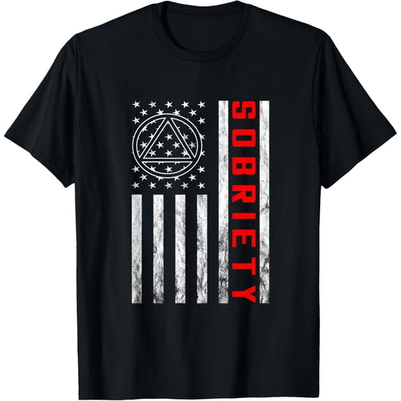 Vintage American Flag Sobriety Narcotics Anonymous Sober T-Shirt