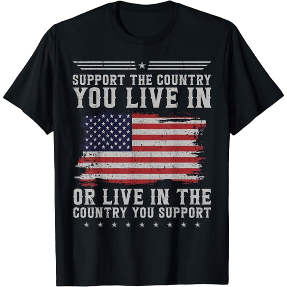 Vintage American Flag Support The Country You Live In Usa T-Shirt