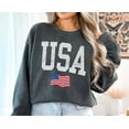 thumbnail image 1 of Vintage American Flag Sweatshirt, USA Flag Crewneck for July 4th, Memorial Day, Veterans Day Gift, 1 of 5