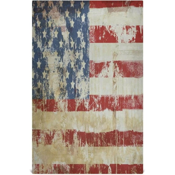 Vintage American Flag Tea Towels Set of 6 Grungy Stars and Stripes Kitchen Dish Cloth with Hanging Loop, 18"x28"Lint-Free Absorbent Towel for Kitchen Drying Wiping and Cleaning
