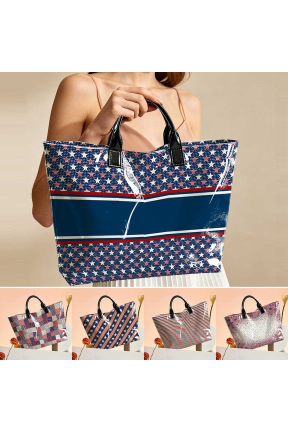 Vintage American Flag Tote Bag, Large Top Handle Handbag for Women – Patriotic 4th of July Accessory for Shopping & Travel