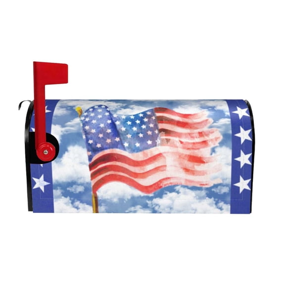 Vintage American Flag US Stars and Red Stripe Mailbox Covers Standard Size Patriotic American Star Stripe Magnetic Mail Cover Letter Post Box 21" Lx 18", #B