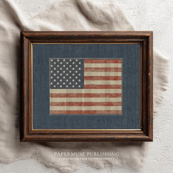Vintage American Flag Wall Art for Samsung Frame TV 16:9 Patriotic Independence Day Decor Classic USA Flag Printable Art UNFRAMED