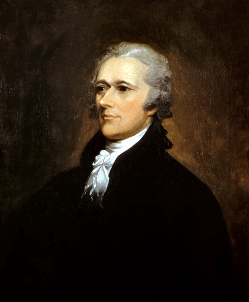 Vintage American History painting of Founding Father Alexander Hamilton Canvas Art - John ParrotStocktrek Images (13 x 16)