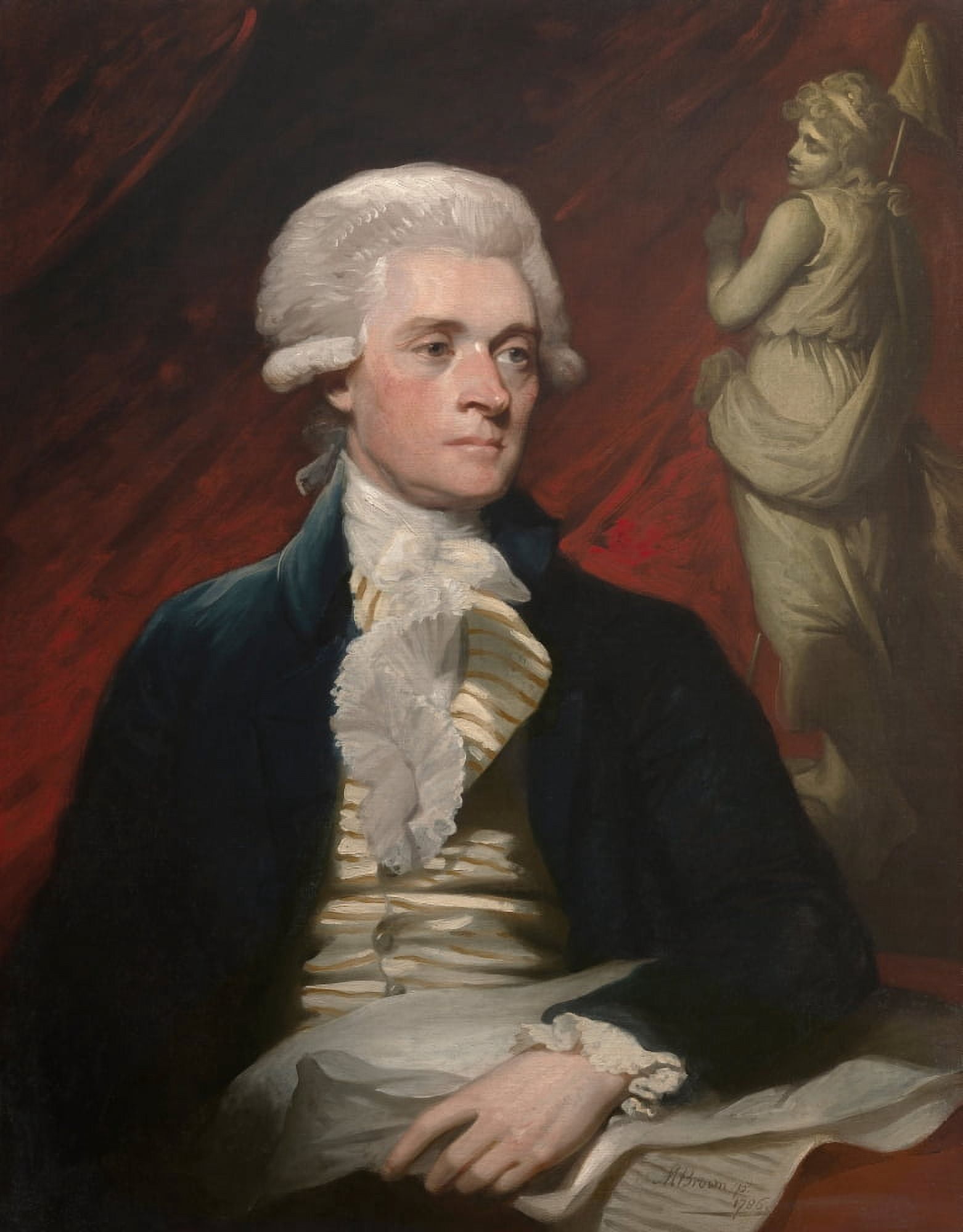 Vintage American History painting of President Thomas Jefferson Canvas Art - John ParrotStocktrek Images (13 x 16)