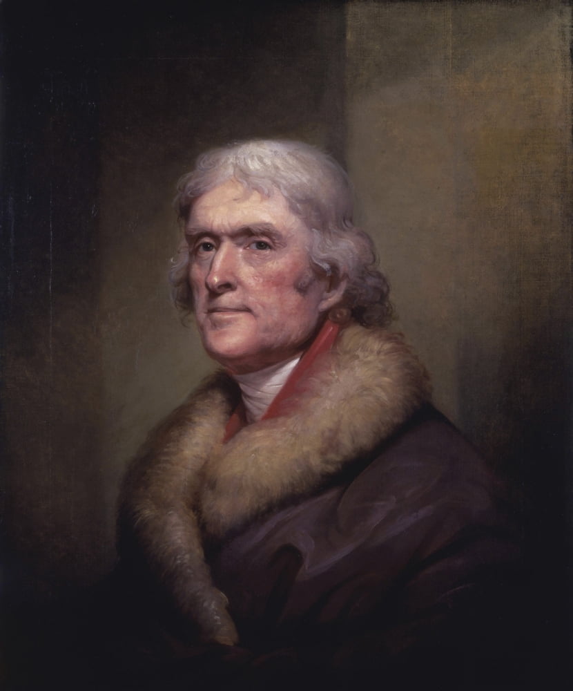 Vintage American History painting of President Thomas Jefferson Canvas Art - John ParrotStocktrek Images (13 x 16)