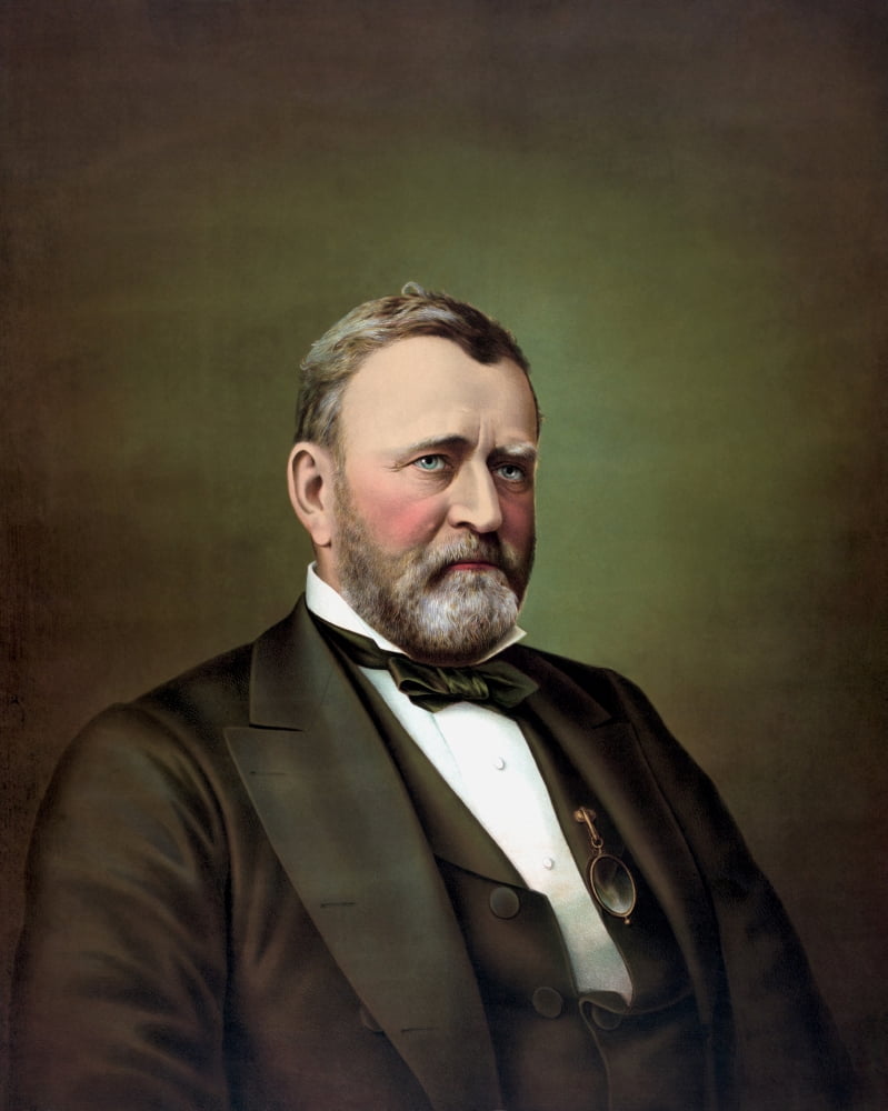 Vintage American History painting of Ulysses S Grant Canvas Art - John ParrotStocktrek Images (13 x 16)