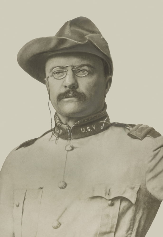 Vintage American History print of Colonel Theodore Roosevelt Canvas Art - John ParrotStocktrek Images (24 x 34)