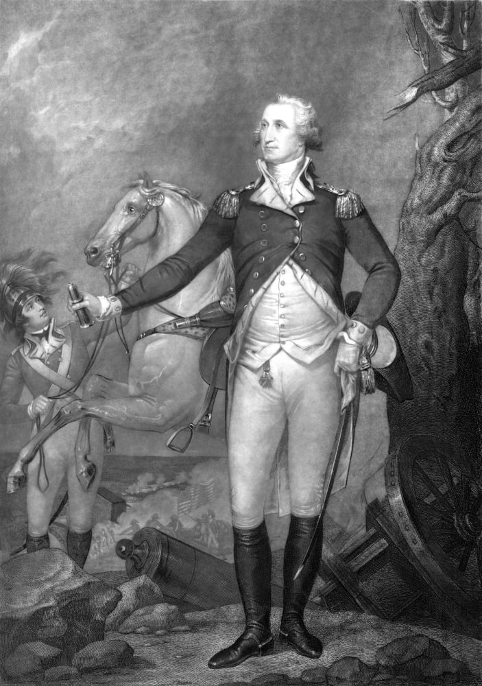 Vintage American History print of General George Washington at The Battle of Trenton Canvas Art - John ParrotStocktrek Images (12 x 17)
