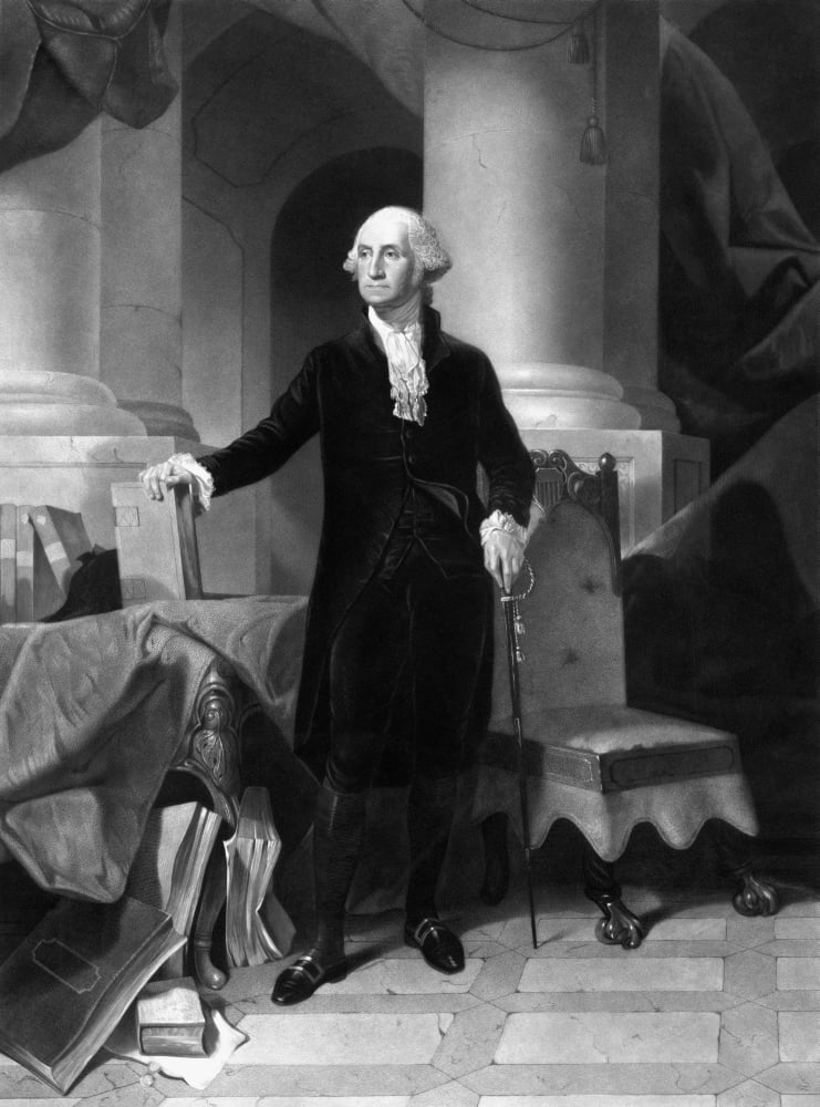 Vintage American History print of President George Washington Canvas Art - John ParrotStocktrek Images (13 x 17)