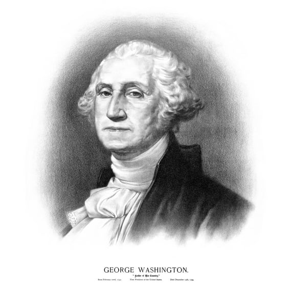 Vintage American History print of the bust of President George Washington Poster Print