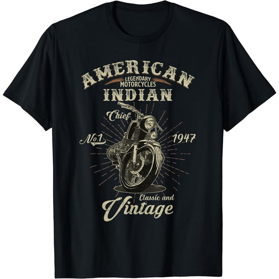 Vintage American Motorcycle Indian for Old Biker Gifts Shirt T-Shirt Black 3X-Large