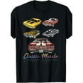 thumbnail image 1 of Vintage American Muscle Car Pattern T-Shirt - 100% Cotton, Breathable and Elastic, Perfect for Outdoor Activities, suitable for Easter, St. Patrick'S Day, May 5, Plus Size, 1 of 5