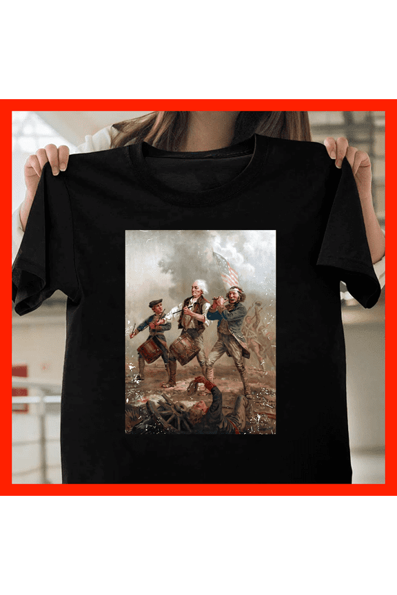 Vintage American Revolution Drum and Fife T-Shirt Colonial Patriot Music Art Print F1207, for men and women, Inclusive Sizing to 5XL