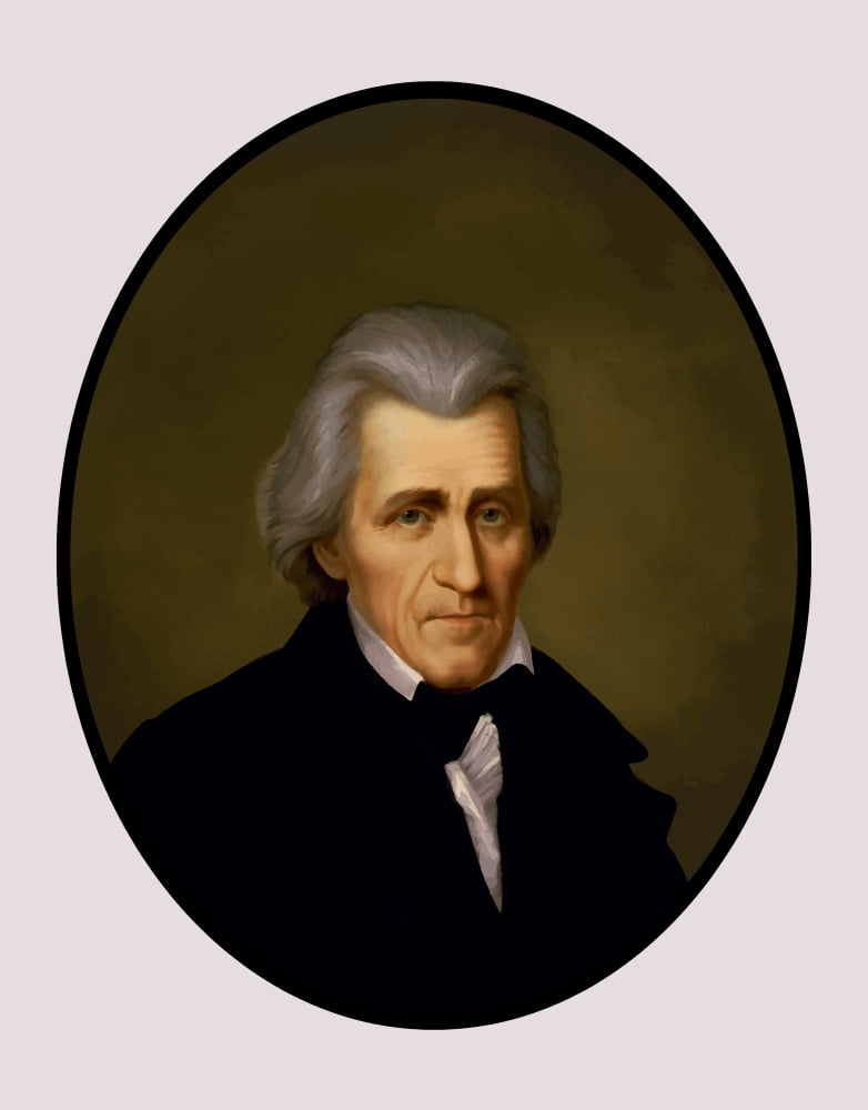 Vintage American history painting of President Andrew Jackson Canvas Art - John ParrotStocktrek Images (25 x 32)