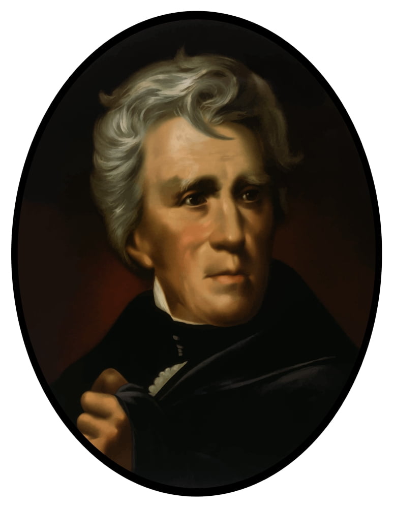 Vintage American history painting of President Andrew Jackson Canvas Art - John ParrotStocktrek Images (25 x 32)