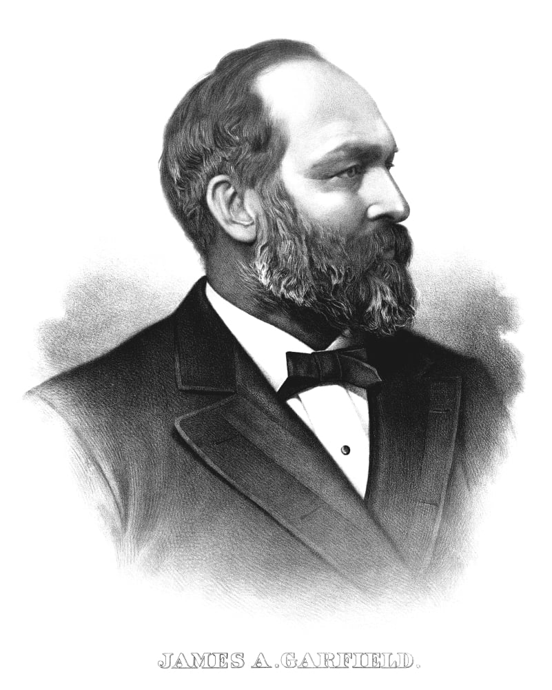 Vintage American history print of President James Garfield Canvas Art - John ParrotStocktrek Images (26 x 32)