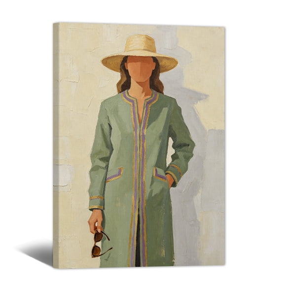 Vintage Americana Art Canvas Print Western Elegant Retro Figure Wall Art Abstract Soft Tone Standing Character Artwork Painting for Living Room Bedroom Home Office Decor