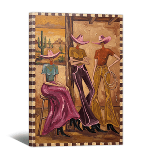 Vintage Americana Art Canvas Print Western Retro Cowgirl Painting Wall Art, Minimalist Abstract Artwork for Living Room Bedroom Home Office Decor