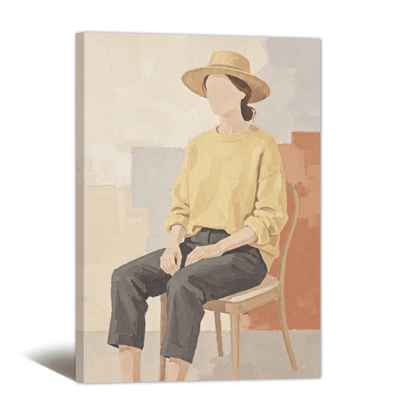 Vintage Americana Canvas Wall Art with Faceless Fashion Model Picture Print, Retro Abstract Painting Minimalist Artwork for Living Room Bedroom Home Office Decor