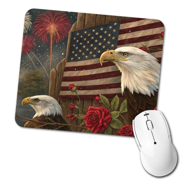 Vintage Americana Eagle Collage Patriotic Mouse Pad Low Profile Gaming Mat
