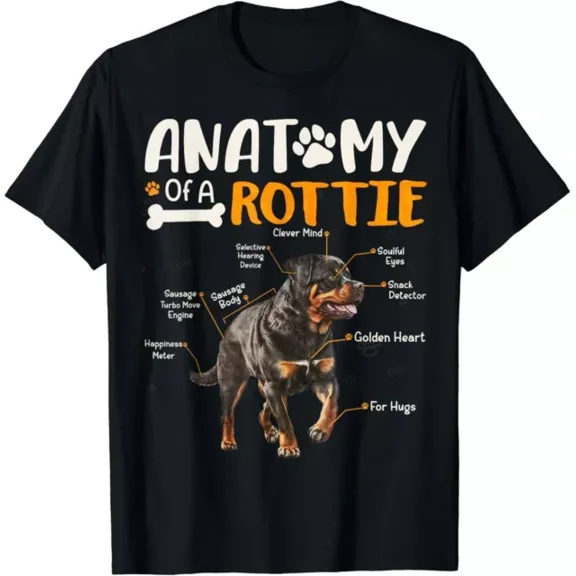 Vintage Anatomy Of A Rottweiler Dog Funny Rottie Pet Lover Gift T-Shirt Unisex S-5XL Hot Trending Shirt, Vintage Birthday Gift