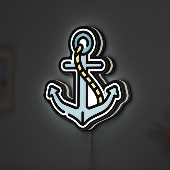 Vintage Anchor 3D Novelty Light Box, Old School Hipster Art Nautical Decor for Sailor Style Homes and Ink Lovers (Width 8 inch, 20cm)