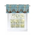 thumbnail image 1 of Vintage Anchor Curtain Valances for Windows, Coastal Nautical Blue Brown Wooden Kitchen Valance Window Treatment, Light Filtering Block Curtains for Bathroom/Bedroom/Living Room 54'' x 18'', 1 of 9