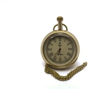 Vintage Anchor London Classic Pocket Watch with Chain and Wooden Box - Timeless Elegance for Men and Women, Gift 46mm